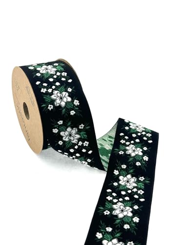 Dekoratives Jacquard-Band für Kostümdekoration und Hutherstellung, 5,1 cm, floraler Jacquard-Stoff zum Nähen, Basteln, Kostümbordüre, DIY, schwarz-weißes Bastelband Dekoratives Jacquard-Band für Kostümdekoration und Hutherstellung, 5,1 cm, floraler Jacquard-Stoff zum Nähen, Basteln, Kostümbordüre, DIY, schwarz-weißes Bastelband von Fantastic Borders