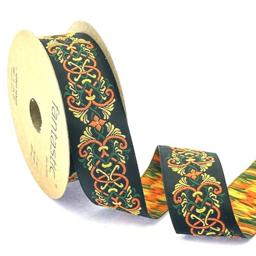 Fantastic Borders 11 Yards rotes Jacquardband mit keltischem Knoten, 3,5 cm, gewebtes Jacquardband, DIY, Nähen, Basteln, Verzierung, Dekoration von Fantastic Borders