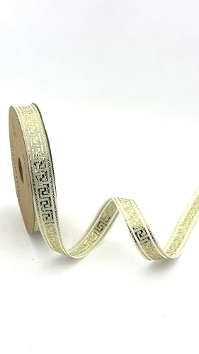 Fantastic Borders Griechisches Schlüsselband, 1,5 cm, metallischer Stoffbesatz (Gold, 25 m) von Fantastic Borders