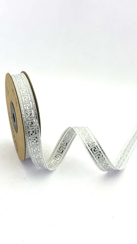 Fantastic Borders Griechisches Schlüsselband, 1,5 cm, metallischer Stoffbesatz (Silber, 25 Meter)) von Fantastic Borders