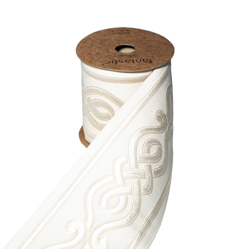 Jacquard besticktes Bordürenband, dekorative gewebte Bordüre für Vorhänge, Polster, Kissen und Heimdekoration, ideal für Inneneinrichtung, Nähen und Großhandelsprojekte (V1, 9,9 cm, 3,8 m) von Fantastic Borders