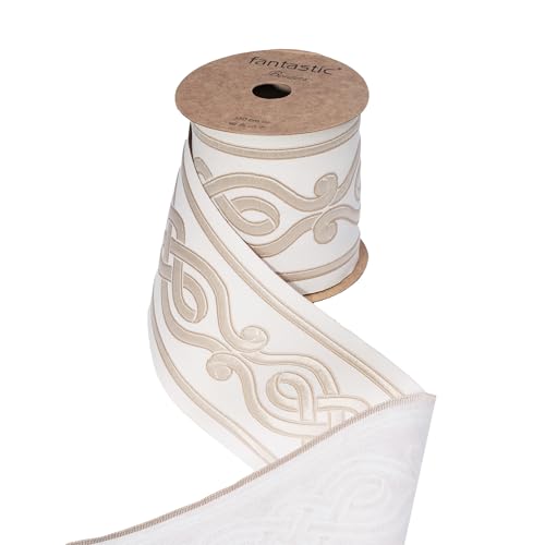 Jacquard besticktes Bordürenband, dekorative gewebte Bordüre für Vorhänge, Polster, Kissen und Heimdekoration, ideal für Inneneinrichtung, Nähen und Großhandelsprojekte (V2, 9,9 cm, 3,8 m) von Fantastic Borders