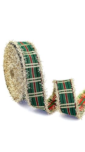 Kariertes Band mit Fransenkante, 11 Yards lang, drahtgebunden, kariert, Bastelband für Weihnachtsdekorationen, Geschenkverpackungen, Weihnachtskränze, Schleifen, DIY-Projekte und saisonale Kariertes Band mit Fransenkante, 11 Yards lang, drahtgebunden, kariert, Bastelband für Weihnachtsdekorationen, Geschenkverpackungen, Weihnachtskränze, Schleifen, DIY-Projekte und saisonale von Fantastic Borders