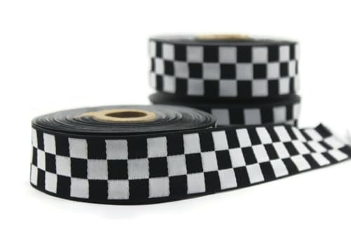 Schwarz-weißes kariertes Band, 3,1 cm breit, 9,1 m lang, mit Drahtrand, dekoratives Band für Bastelarbeiten, Schleifen, Geschenkverpackungen und Heimdekoration Schwarz-weißes kariertes Band, 3,1 cm breit, 9,1 m lang, mit Drahtrand, dekoratives Band für Bastelarbeiten, Schleifen, Geschenkverpackungen und Heimdekoration von Fantastic Borders