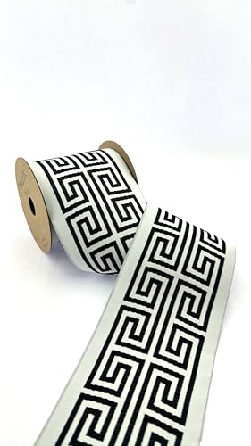 Vorhangbordüre mit griechischen Schlüsseln, Stickband, 10 cm, gewebter Rand für Kissen und Heimdekoration, Gardinenband, Vorhangband, 100176 Vorhangbordüre mit griechischen Schlüsseln, Stickband, 10 cm, gewebter Rand für Kissen und Heimdekoration, Gardinenband, Vorhangband, 100176 von Fantastic Borders