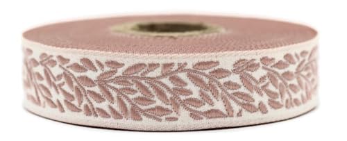 10 Meter 20 mm Rosa und Beige Jacquard-Band gewebt mit Blattmotiv Rollen Borte Stoffband bestickt Handwerk Kleidung Kurzwaren Hobby Kreativ Dekoration Mittelalter 20270-V6 von Fantastic Kurdele