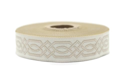 10 Meter 20 mm beige und cremefarben, Jacquard-Band, gewebt, keltischer Knoten, Rollen, Borte, bestickt, Handwerk, Kleidung, Kurzwaren, Basteln, Dekoration, mittelalterliche Nähte, 20272-V2 10 Meter 20 mm beige und cremefarben, Jacquard-Band, gewebt, keltischer Knoten, Rollen, Borte, bestickt, Handwerk, Kleidung, Kurzwaren, Basteln, Dekoration, mittelalterliche Nähte, 20272-V2 von Fantastic Kurdele