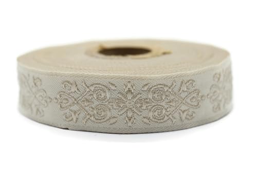 10 Meter 20 mm beige und cremefarbenes Jacquard-Band mit viktorianischem Muster, Rollen, Borte, bestickt, Handwerk, Kleidung, Kurzwaren, Basteln, Dekoration, mittelalterliches Nähen 20271-V2 10 Meter 20 mm beige und cremefarbenes Jacquard-Band mit viktorianischem Muster, Rollen, Borte, bestickt, Handwerk, Kleidung, Kurzwaren, Basteln, Dekoration, mittelalterliches Nähen 20271-V2 von Fantastic Kurdele