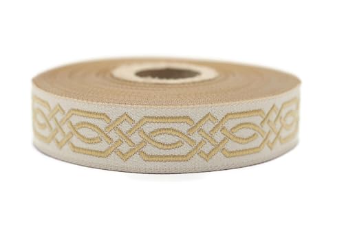 10 Meter 20 mm gelb und beige, Jacquard-Band, gewebt, keltischer Knoten, Rollen, Borte, bestickt, Handwerk, Kleidung, Kurzwaren, Basteln, Dekoration, mittelalterliche Nähte, 20272-V7 10 Meter 20 mm gelb und beige, Jacquard-Band, gewebt, keltischer Knoten, Rollen, Borte, bestickt, Handwerk, Kleidung, Kurzwaren, Basteln, Dekoration, mittelalterliche Nähte, 20272-V7 von Fantastic Kurdele