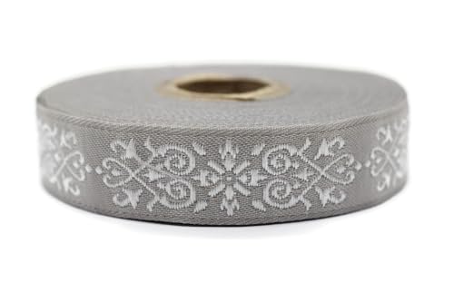 10 Meter 20 mm grau und weiß Jacquard-Band gewebt mit keltischem Knotenmuster, Rollen, Borte, bestickt, Handwerk, Kleidung, Kurzwaren, Basteln, Dekoration, mittelalterliches Nähen, 20271-V3 von Fantastic Kurdele