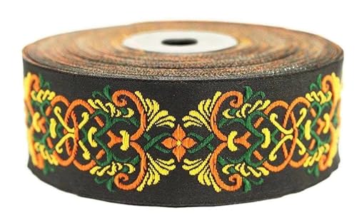10 Meter 35 mm Orange und Dunkelorange Jacquardband gewebt mit skandinavischem Muster Rollen Borte Stoffband bestickt Handwerk Kleidung Kurzwaren Hobby Kreativ Dekoration Mittelalter 35976-V1 von Fantastic Kurdele