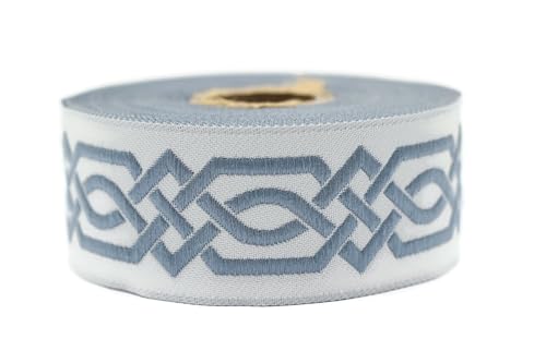 10 Meter 35 mm blau und hellgrau Jacquard-Band gewebt mit keltischem Knotenmuster, Rollen, Borte, bestickt, Handwerk, Kleidung, Kurzwaren, Basteln, Dekoration, mittelalterliche Nähte, 35272-V5 10 Meter 35 mm blau und hellgrau Jacquard-Band gewebt mit keltischem Knotenmuster, Rollen, Borte, bestickt, Handwerk, Kleidung, Kurzwaren, Basteln, Dekoration, mittelalterliche Nähte, 35272-V5 von Fantastic Kurdele