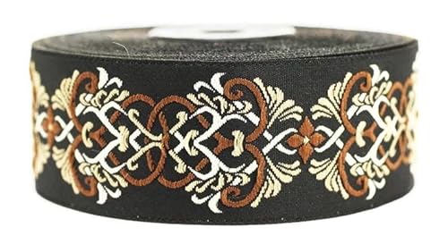 10 Meter 35 mm braunes und dunkelcremefarbenes Jacquard-Band mit skandinavischem Muster, Rollen, Borte, bestickt, Handwerk, Kleidung, Kurzwaren, Basteln, Dekoration, mittelalterliches Nähen 35976-V2 von Fantastic Kurdele