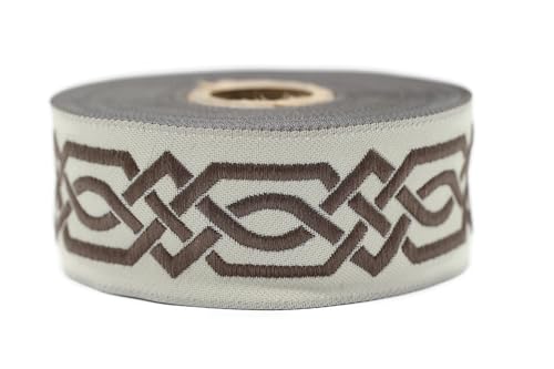 10 Meter 35 mm braunes und hellbeiges Jacquard-Band, gewebt, keltischer Knoten, Rollen, Band, bestickt, Handwerk, Kleidung, Kurzwaren, Basteln, Dekoration, mittelalterliche Nähte, 35272-V8 10 Meter 35 mm braunes und hellbeiges Jacquard-Band, gewebt, keltischer Knoten, Rollen, Band, bestickt, Handwerk, Kleidung, Kurzwaren, Basteln, Dekoration, mittelalterliche Nähte, 35272-V8 von Fantastic Kurdele