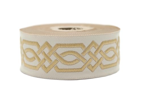 10 Meter 35 mm gelb und beige Jacquard-Band gewebt mit keltischem Knotenmuster, Rollen, Borte, bestickt, Handwerk, Kleidung, Kurzwaren, Basteln, Dekoration, mittelalterliche Näharbeit 35272-V7 10 Meter 35 mm gelb und beige Jacquard-Band gewebt mit keltischem Knotenmuster, Rollen, Borte, bestickt, Handwerk, Kleidung, Kurzwaren, Basteln, Dekoration, mittelalterliche Näharbeit 35272-V7 von Fantastic Kurdele