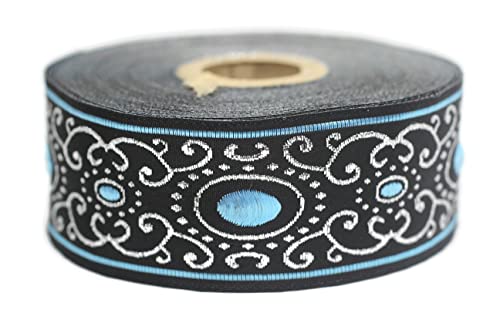 10 Meter Web Borte Webband Jacquardborte Trachtenborte Stickerei Blau Authentisch Motiv 35mm von Fantastic Kurdele