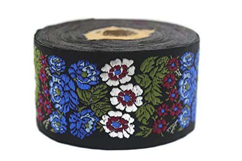 10 Meter Web Borte Webband Jacquardborte Trachtenborte Stickerei Blau Blumen 50mm 10 Meter Web Borte Webband Jacquardborte Trachtenborte Stickerei Blau Blumen 50mm von Fantastic Kurdele