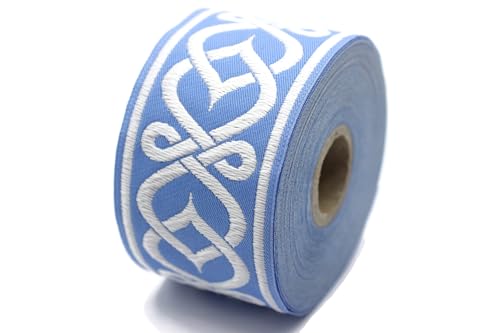 10 Meter Web Borte Webband Jacquardborte Trachtenborte Stickerei Blau Keltisch Motiv 50mm von Fantastic Kurdele