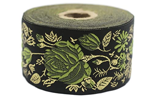 10 Meter Web Borte Webband Jacquardborte Trachtenborte Stickerei Grün-Schwarz Blumen 50mm 10 Meter Web Borte Webband Jacquardborte Trachtenborte Stickerei Grün-Schwarz Blumen 50mm von Fantastic Kurdele