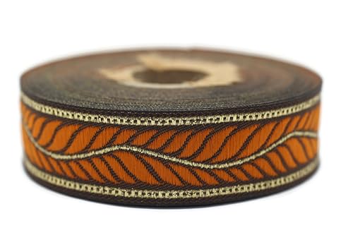 10 Meter Web Borte Webband Jacquardborte Trachtenborte Stickerei Orange Peder 22mm von Fantastic Kurdele
