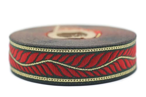 10 Meter Web Borte Webband Jacquardborte Trachtenborte Stickerei Rot Feder 22mm von Fantastic Kurdele