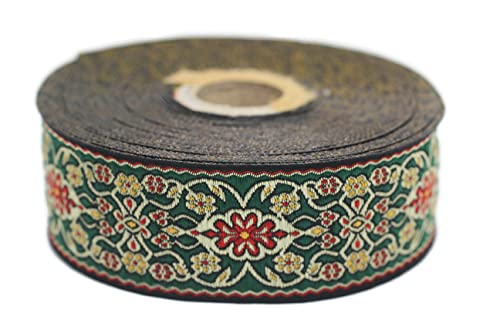 10 Meter Web Borte Webband Jacquardborte Trachtenborte Stickerei Rot-Grün Anatolisch Motiv 35mm von Fantastic Kurdele