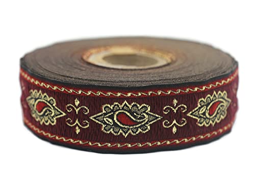 10 Meter Web Borte Webband Jacquardborte Trachtenborte Stickerei Rot Mittelalterlich Motiv 25mm von Fantastic Kurdele