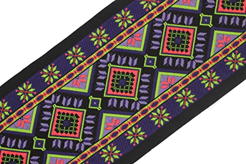 10 Meter Web Borte Webband Jacquardborte Trachtenborte Stickerei Violett Geometrisch Motiv 100mm von Fantastic Kurdele