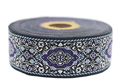 10 Meter Web Borte Webband Jacquardborte Trachtenborte Stickerei Violett Mittelalterlich Motiv 35mm von Fantastic Kurdele
