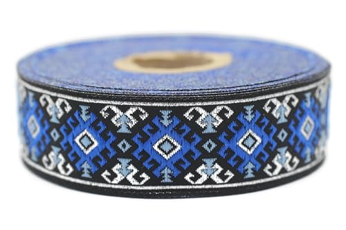 10 Meter Webborte Webband Jacquardborte Trachtenborte Stickerei Blau-Silber Schnee Motiv 25mm 10 Meter Webborte Webband Jacquardborte Trachtenborte Stickerei Blau-Silber Schnee Motiv 25mm von Fantastic Kurdele