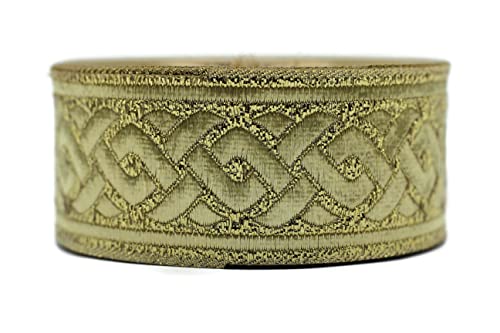 10 Meters 35069 Spule, 3,5 cm, goldfarben, keltischer Knoten, Jacquardband, zum Nähen, für Polstermöbel, Stoff, Kostüme, Vorhänge, Besatz von Fantastic Kurdele