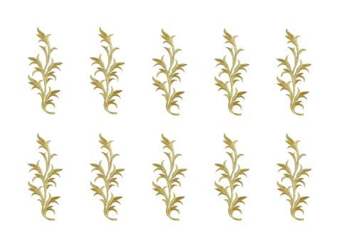 10 Stück goldene Blumen-Patches zum Aufbügeln, bestickt, keltischer Aufnäher, Applikation für Kunst, Handwerk, DIY, Dekoration, Jeans, Jacken, Kleidung, Taschen, Rucksack (19 x 8 cm) von Fantastic Kurdele