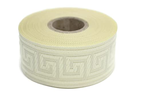 35062 Band mit Jacquard-Bordüre, 3,5 cm breit, cremefarben, bestickt, Vintage-Bordüre von Fantastic Kurdele