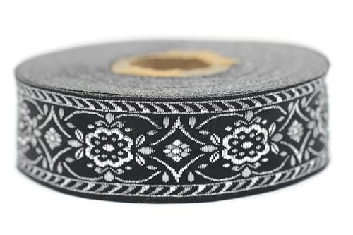 Fantastic Kurdele: 25948 anatolisches Jacquardband, gewebt, Vintage-Stil, 9,1 m Spule, 2,5 cm breit, Metallic-Silber- und Schwarz-Metallic, Polyester Fantastic Kurdele: 25948 anatolisches Jacquardband, gewebt, Vintage-Stil, 9,1 m Spule, 2,5 cm breit, Metallic-Silber- und Schwarz-Metallic, Polyester von Fantastic Kurdele