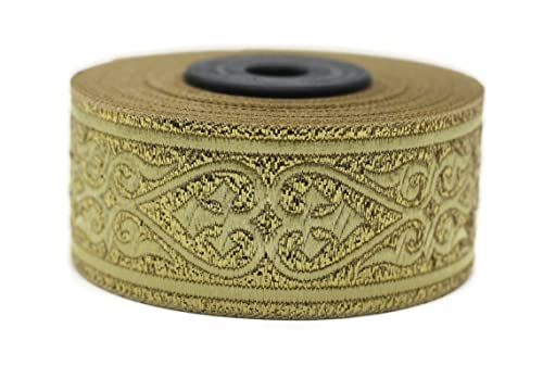 35068 Jacquard-Band mit keltischem Knoten, 3,5 cm, metallisch, goldfarben, Stickband, gewebtes Band für Kostüm, Heimdekoration und Kleidung 35068 Jacquard-Band mit keltischem Knoten, 3,5 cm, metallisch, goldfarben, Stickband, gewebtes Band für Kostüm, Heimdekoration und Kleidung von Fantastic Kurdele