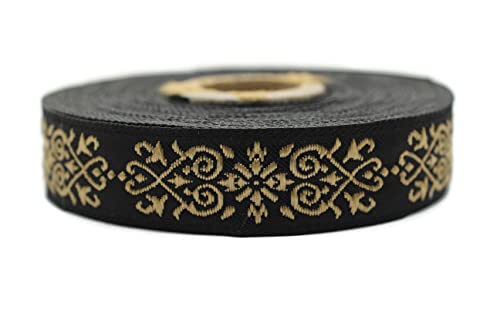 35271 m Spule, 2 cm breit, golden-schwarz, viktorianische Jade-Jacquard-Band, bestickt, Bordure, Stoff, Tapisserie für Verzierung, Handwerk, Heimdekoration, 11 Yard Spule 35271 m Spule, 2 cm breit, golden-schwarz, viktorianische Jade-Jacquard-Band, bestickt, Bordure, Stoff, Tapisserie für Verzierung, Handwerk, Heimdekoration, 11 Yard Spule von Fantastic Kurdele