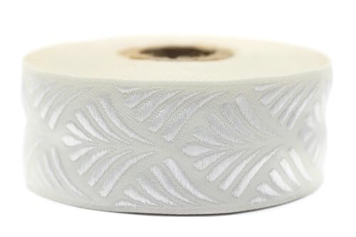 35273-V1 Jacquard-Band, gewebt, cremefarben und weiß, Muschel, 10 m x 35 mm – Rolle, besticktes Band, zum Nähen, Dekoration 35273-V1 Jacquard-Band, gewebt, cremefarben und weiß, Muschel, 10 m x 35 mm – Rolle, besticktes Band, zum Nähen, Dekoration von Fantastic Kurdele