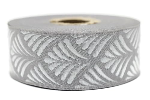 35273-V3 Jacquard-Band, gewebt, Grau und Weiß, Muschel, 10 m x 35 mm – Rolle, besticktes Band, zum Nähen, Dekoration von Fantastic Kurdele