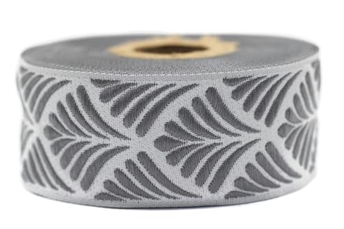 35273-V4 Jacquard-Band, gewebt, Grau und Hellgrau, Muschel, 10 m x 35 mm – Rolle, besticktes Band, zum Nähen, Dekoration von Fantastic Kurdele