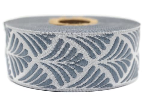 35273-V5 Jacquard-Band, gewebt, Blau und Hellgrau, Muschel, 10 m x 35 mm – Rolle, besticktes Band, zum Nähen, Dekoration 35273-V5 Jacquard-Band, gewebt, Blau und Hellgrau, Muschel, 10 m x 35 mm – Rolle, besticktes Band, zum Nähen, Dekoration von Fantastic Kurdele
