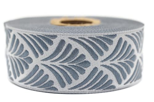 35273-V5 Schleifenband, bestickt, gewebt, Muschelband, Jacquardband, 3,5 cm breit, 9,1 m Spule, 3,5 cm breit, Blau von Fantastic Kurdele