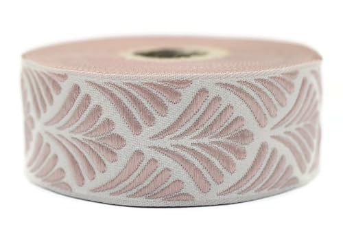 35273-V6 Jacquard-Band, gewebt, Rosa und Hellbeige, Muschel, 10 m x 35 mm – Rolle, besticktes Band, zum Nähen, Dekoration von Fantastic Kurdele