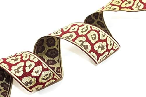 Fantastic Kurdele 10 Meter Web Borte Jacquardborte Trachtenborte Stickerei Leopard Motiv 35mm Multicolor Hochzeit von Fantastic Kurdele