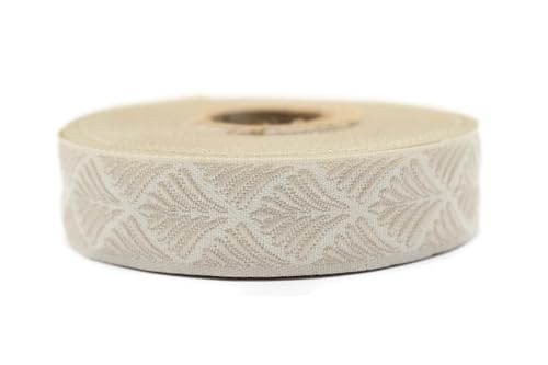 Jacquard-Band, gewebt, Beige und Creme, Muschel, 10 m x 20 mm – Rolle, besticktes Band, zum Nähen, Dekoration 20273-V2 von Fantastic Kurdele