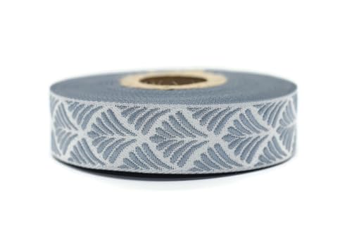 Jacquard-Band, gewebt, Blau und Hellgrau, Muschel, 10 m x 20 mm – Rolle, besticktes Band, zum Nähen, Dekoration 20273-V5 von Fantastic Kurdele