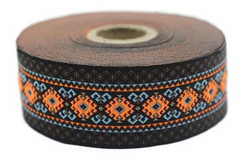 Jacquard-Band, gewebt, Blau und Orange – Mosaik, 10 m x 35 mm – Rollen besticktes Band für Nähen, Dekoration 35997-V2 Jacquard-Band, gewebt, Blau und Orange – Mosaik, 10 m x 35 mm – Rollen besticktes Band für Nähen, Dekoration 35997-V2 von Fantastic Kurdele