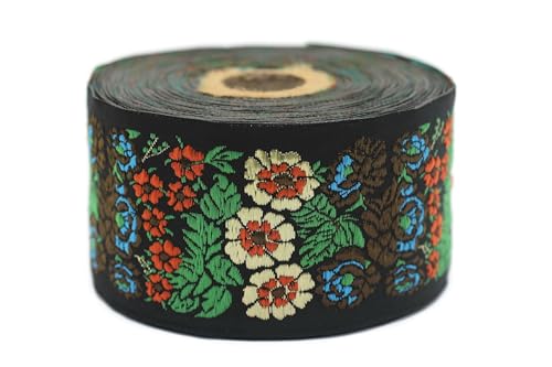 Jacquard-Band, gewebt, Braun und Grün, Secret Garden, 10 m x 50 mm – Rolle, besticktes Band, zum Nähen, Dekoration 50097-V9 von Fantastic Kurdele