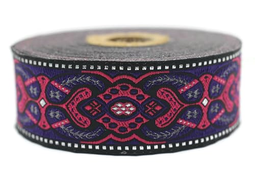 Jacquard-Band, gewebt, Fuchsia und Violett – Mondteppich 10 m x 35 mm – Rollen besticktes Band zum Nähen Dekoration 35808-V4 Jacquard-Band, gewebt, Fuchsia und Violett – Mondteppich 10 m x 35 mm – Rollen besticktes Band zum Nähen Dekoration 35808-V4 von Fantastic Kurdele