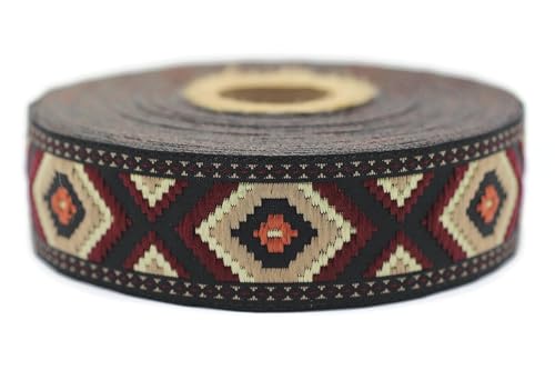 Jacquard-Band, gewebt, Hellbeige und Bordeaux, Arabeske, Nacht, 10 m x 25 mm – Rolle, besticktes Band, zum Nähen, Dekoration 25952-V3 Jacquard-Band, gewebt, Hellbeige und Bordeaux, Arabeske, Nacht, 10 m x 25 mm – Rolle, besticktes Band, zum Nähen, Dekoration 25952-V3 von Fantastic Kurdele