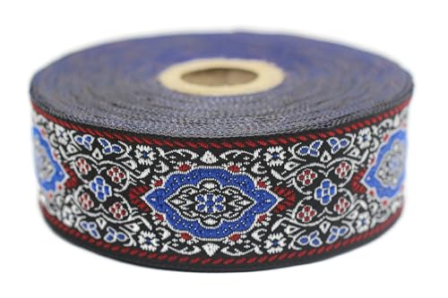 Jacquard-Band, gewebt, Königsblau und Rot, kaiserlicher Rand, 10 m x 35 mm – Rolle, besticktes Band, für Nähen, Dekoration 35589-V1 Jacquard-Band, gewebt, Königsblau und Rot, kaiserlicher Rand, 10 m x 35 mm – Rolle, besticktes Band, für Nähen, Dekoration 35589-V1 von Fantastic Kurdele